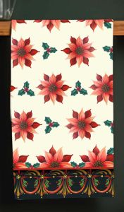 Poinsettia Tea Towel - Cream